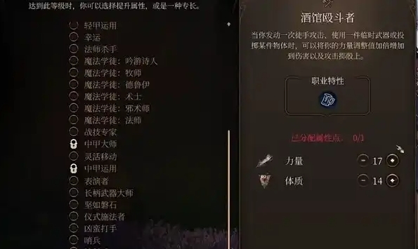 博德之门3升级怎么加点